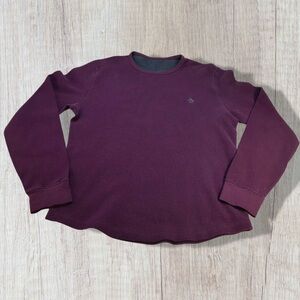Original Penguin Reversible Waffle Knit Crewneck Sweater Purple Gray Men’s L